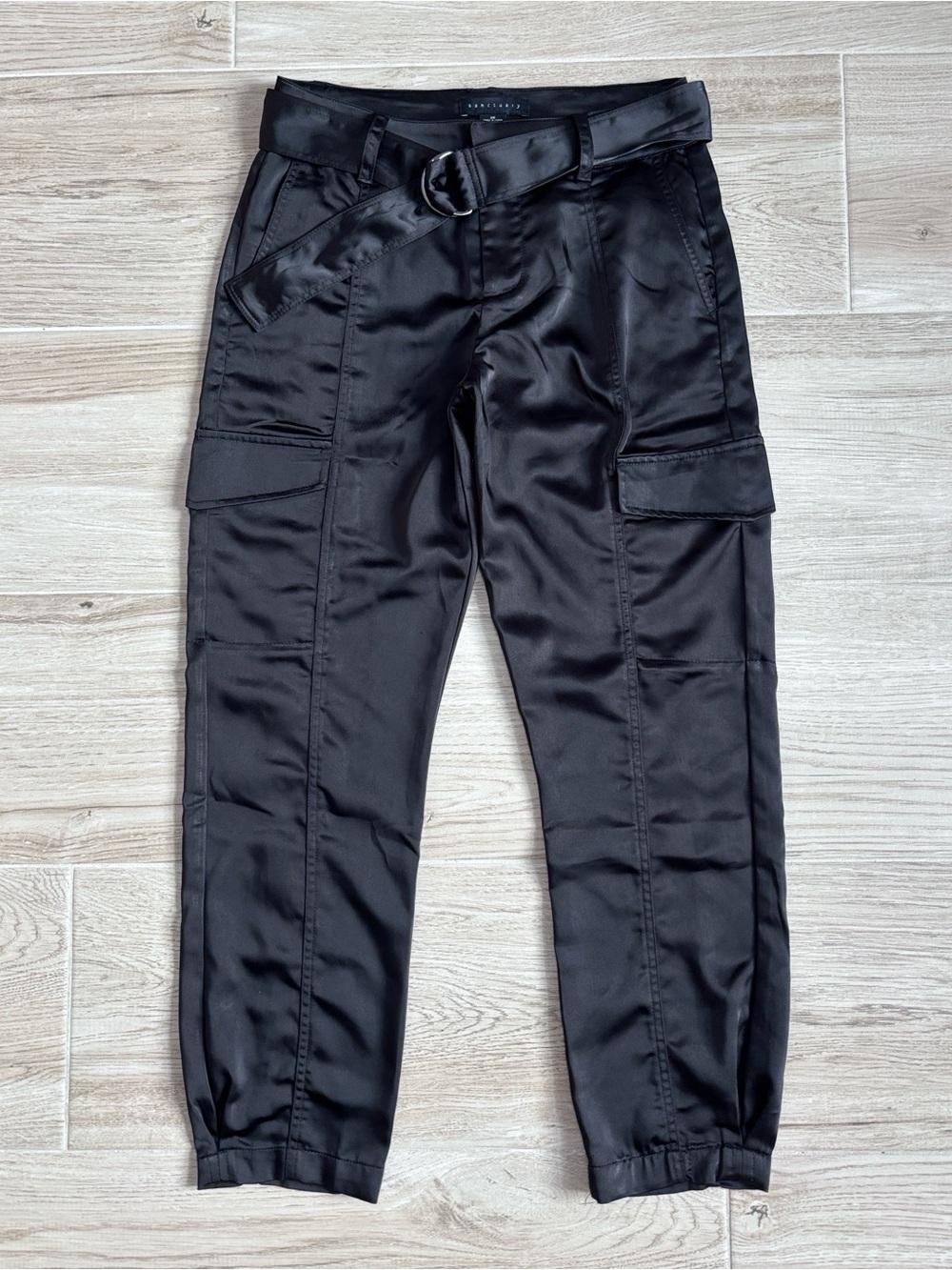 Sanctuary Classy Cargo Trousers Pants Satin Black Women’s Size 26 Waist